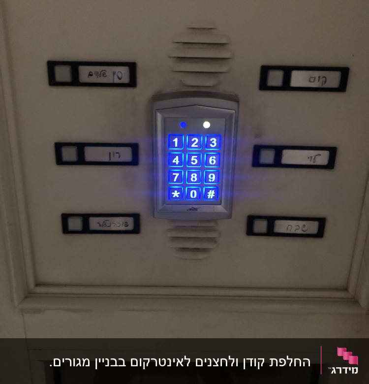 פאנל אינטרקום עם מקשים מוארים בכחול